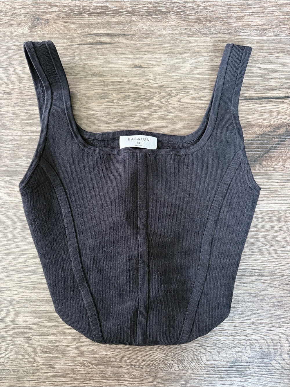 Aritzia Babaton Sculpt Knit Black Corset Cropped Tank